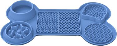 Килимок для годування кошенят та цуценят з 5 присосками, здорове харчування, різні дизайни (морська блакить)