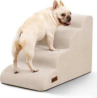 Сходинки для собак та котів на ліжко/диван, 4-х ступінчасті, з антиковзним покриттям, зручні та довговічні (26x15.7x17.4 см, Бежевий)
