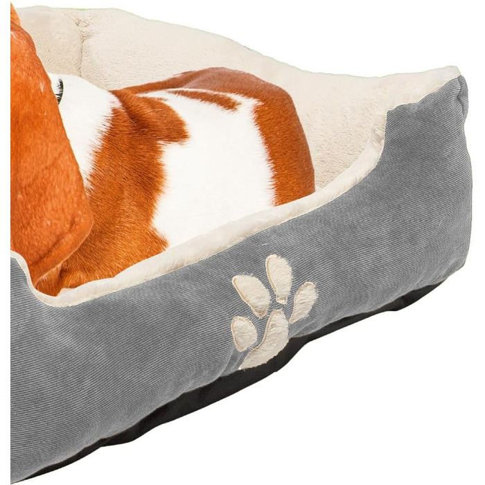 Крісло-ліжко для собак та котів, 60x50 см, бежеве - м'яке, з бортиком