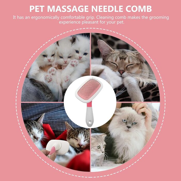 Масажна щітка для тварин ULTECHNOVO 3 шт. - вичісування шерсті котів та собак, рожева