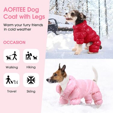 Водонепроникний зимовий одяг для собак AOFITEE: тепла куртка, жилет, пуховик, червоний колір, розмір L (Обхват грудей 15.7', Довжина спини 12.2')
