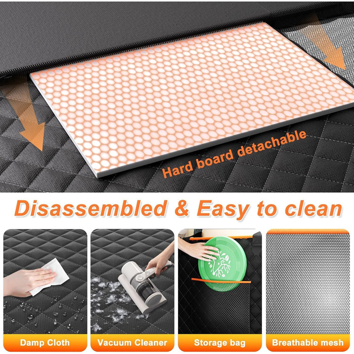 Підстилка для собак у машину, автокрісло для собак, розширення заднього сидіння, переноска для собак з сіткою та кишенею, SUV, вантажівка, темно-коричневий великий розмір