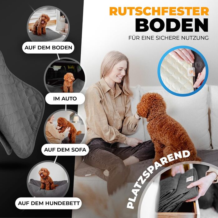 Водонепроникний килимок для собак - міцний захист дивану - великий килимок з неслизьким покриттям для собак та котів - придатний для прання в пральній машині - 175 x 75 см - сірий