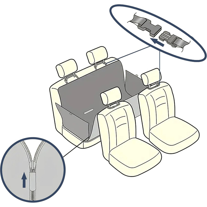 Чохол на сидіння автомобіля для собак Lupex, захист для тварин, Oxford, нековзний, водонепроникний, з кишенями