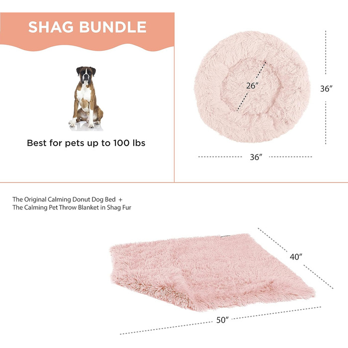 Ліжко для котів і собак Best Friends by Sheri Original Calming Shag Donut з покривалом, бавовна, рожеве, розмір L, 91,4x91,4 см