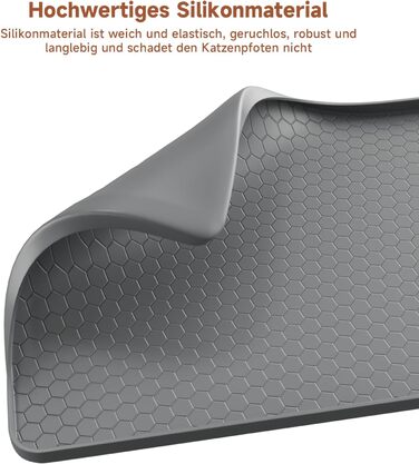 Килимок під лоток для котів 80x56 см, силіконовий, водонепроникний, легко миється, неслизький - сірий