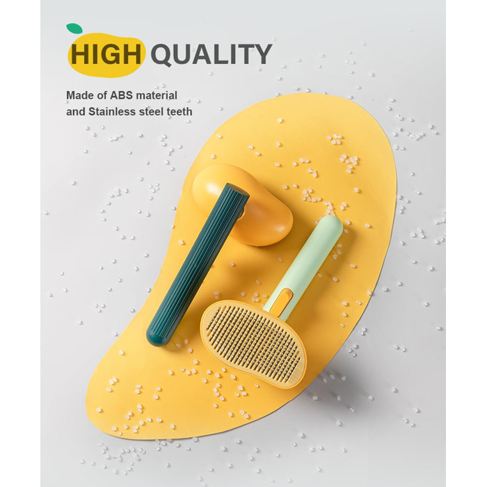 Щітка для собак та котів Mango, самоочисна, форма манго, зелена