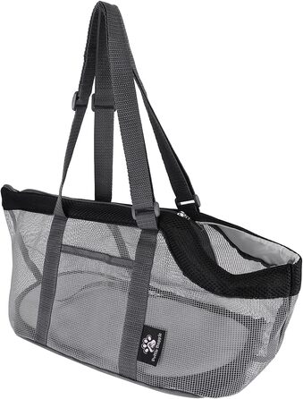 SIQITECH Сумка-переноска для собак та котів до 5 кг, сіра та чорна, з дихаючою сіткою та знімним килимком