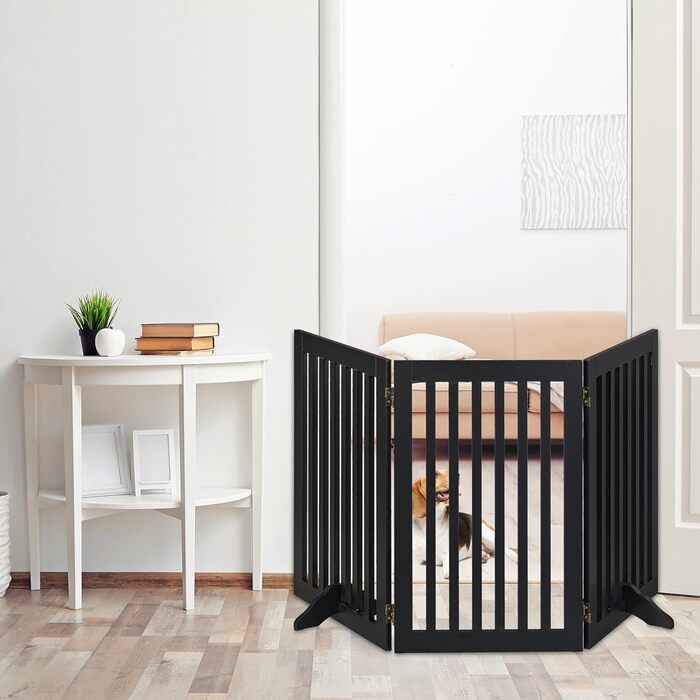Захисне ворота для собак Relaxdays, 92x206.5 см, розкладне, з ніжками, чорне (3 панелі)