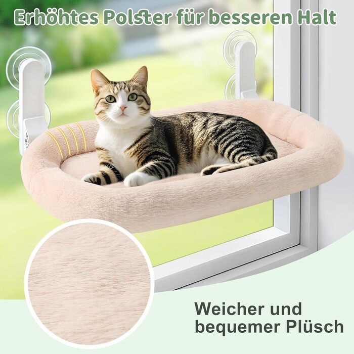 Кішка ліжко на вікно GUUSII - Зручна ліжко-гамак для котів на віконну раму з 4 присосками, білий колір