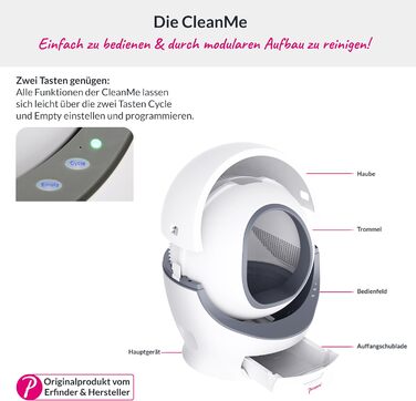 CleanMe – Автоматичний туалет для великих котів XL, самочистка, відкрита конструкція
