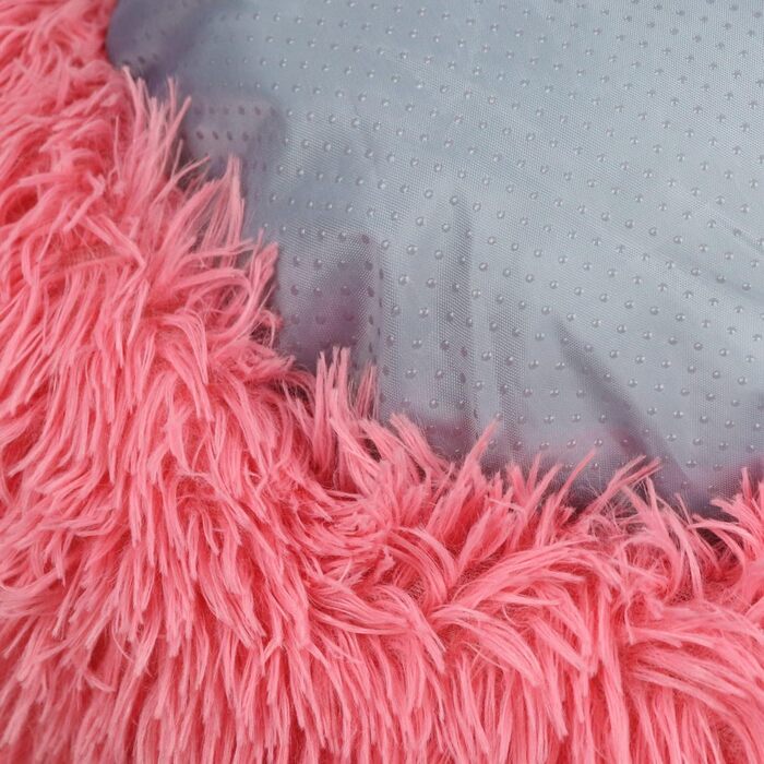 Кругле собаче ліжко для собак та котів 60 см - М'яке, пухнасте ліжко з високими бортиками - Нековзний низ - Силіконова наповнювач для комфорту та тепла - Легке у догляді - Рожеве