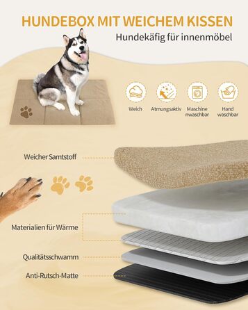 Дерев'яний вольєр для собак Hzuaneri DFC86801B (XXL) 120x75x81 см, з годівницею, вінтажний коричневий, для дому