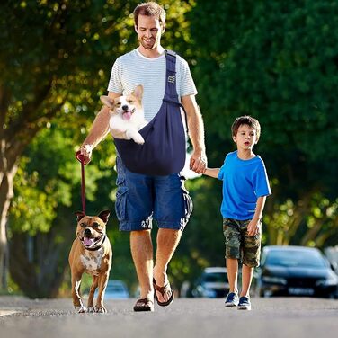 PETCUTE Сумка-переноска для собак до 7.5 кг, блакитна: регульований ремінь, зручна передня кишеня