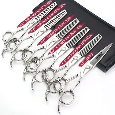 Професійний набір перукарських ножиць SHARONDS 6 дюймів для перукарів та дому, набір з 6 шт. (V-подібні зубці)