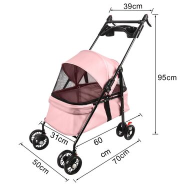 Дитяча коляска 3 в 1 для собак та котів, складні, з колесами EVA, ручка, 3 вікна з сітки, тримач для напоїв, для маленьких та літніх собак, тролей для людей з обмеженими можливостями, 50 x 70 x 95 см