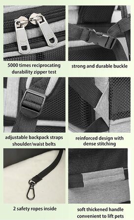 Рюкзак-переноска для котів та собак на 2 тварин, сірий Double