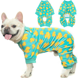 Піжама для собак BEAUTYZOO, тепла флісова піжама для великих собак, зимова піжама для тварин, жовто-зелена піжама з ґелєвцем, тепла та дихаюча, одяг для собак, розмір S (Back: 10', Chest: 15', Neck: 10')