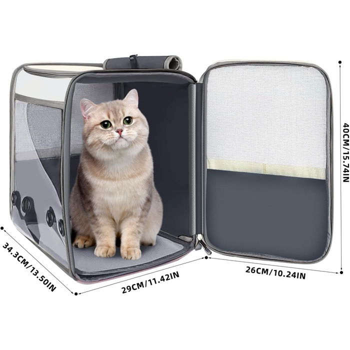 Рюкзак-переноска для котів та собак SWIHELP, сірий. Безпечна переноска для тварин, ідеальна для подорожей