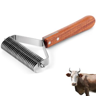 Гребінець для вичісування шерсті тварин Abbylike з 27 нержавіючих лез та дерев'яною ручкою, для собак, котів, всіх типів шерсті