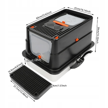 Відкритий лоток-куветра для котів із нержавіючої сталі, чорний