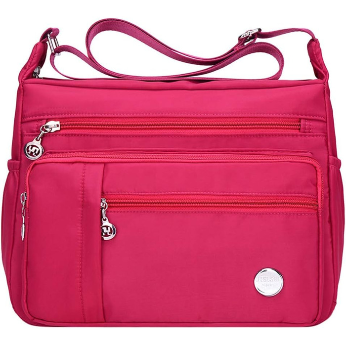 Жіноча сумка-тоут на плече з нейлону Zjsjm1106_b - чорний/рожевий (великий об'єм, водонепроникна)