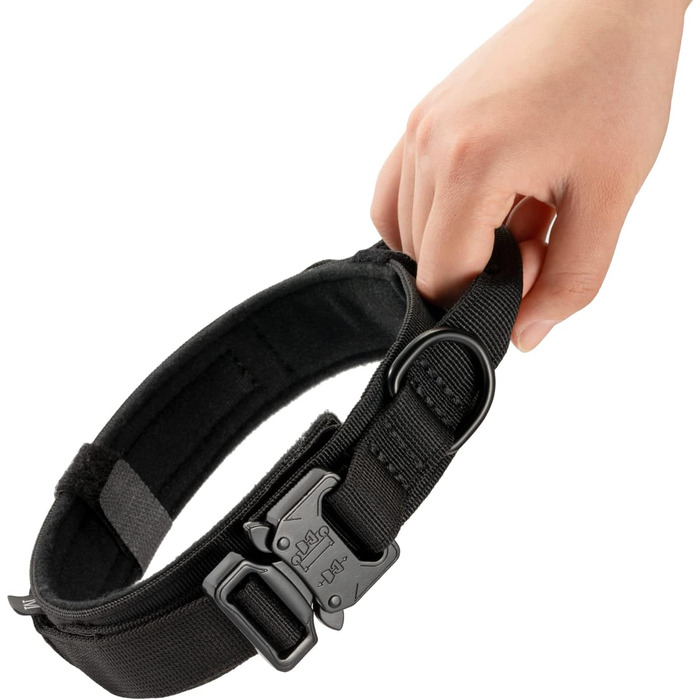 Нашийник для собак регульований з контролем, тактичний нашийник з нейлону, м'який нашийник з металевою застібкою, для середніх та великих собак, для полювання, тренувань, активного відпочинку, сірий, L (45-55 см), XL (55-62 см)