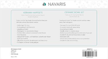 Набір Navaris: 3 керамічні миски для котів на підставці, підвищений набір мисок для годування, метал та кераміка