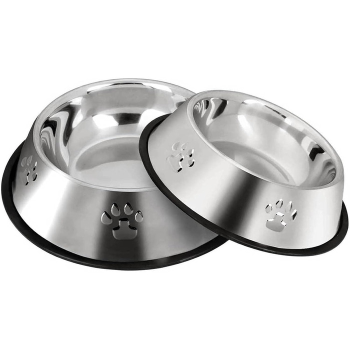 Набір з 2 мисок для собак з нержавіючої сталі, великі (30 см), антиковзкі, для великих собак