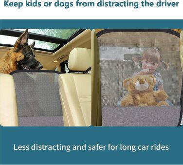 Автомобільна сітка-перегородка для собак Petsfit - універсальна, з сумкою для зберігання та регульованим тросом