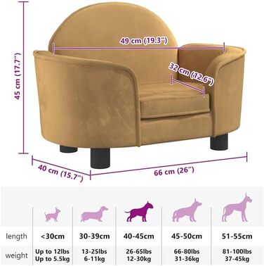 Ляжка для собак, м'яка, з подушкою, для маленьких собак та котів, велюр, коричнева