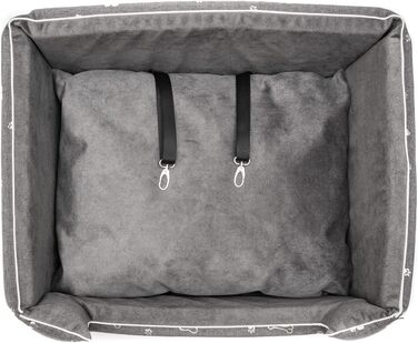 Автокрісло для собак Boutique Zoo | М'яке автокрісло для собак, котів та інших тварин | На заднє сидіння, пасажирське сидіння | Лежанка для собак, переноска для собак | Поліестер, штучна замша | Колір: Сірий | Розмір: M (47x40 см)