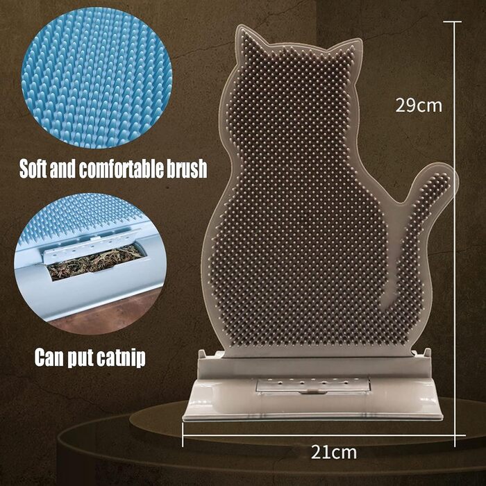 Щітка для котів 3-в-1: масажер, скребок для видалення шерсті та масажна настінна панель. Підходить для короткошерстих та довгошерстих котів.