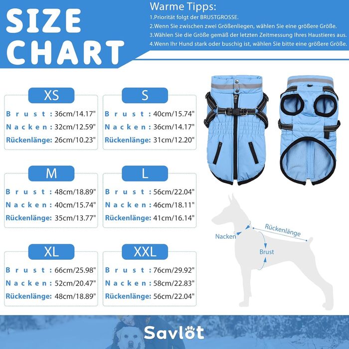 Водонепроникний теплий зимовий одяг для собак - куртка-пуловер 2 в 1, XS, блакитний