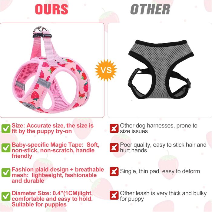 Шлейка та поводок для собак та котів BEAUTYZOO, м'яка сітчаста тканина, світловідбиваючі елементи, для дрібних та середніх цуценят, в клітинку, XS/S, (M(41-46см обхват грудей), 