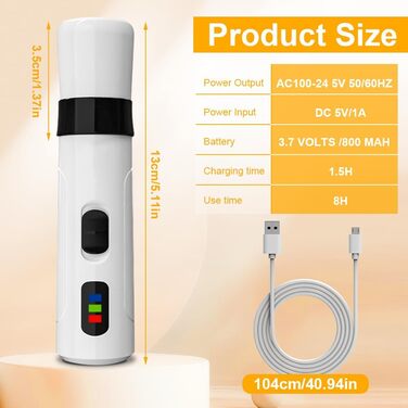 Електричний точило для собачих кігтів Silent Diamond Bit - безпечна електрична пилка для собак з 3 насадками, USB, 2 швидкості