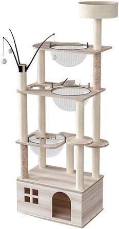 Великий котячий комплекс з подряпуванням, 173 см, XXL, 13 стовпчиків, 5 платформ, 3 космічні кораблі, 1 печера, 3 плюшеві кульки, 1 плюшева платформа для стрибків, багатошарові стовпчики, космічна капсула