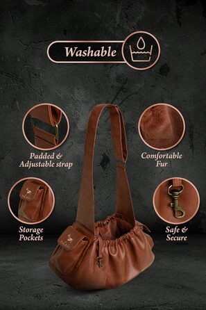 Сумочка для собак Noah & Paw до 10 кг, з регульованим ремінцем, м'яким хутром, подвійним замком безпеки, з веганської шкіри