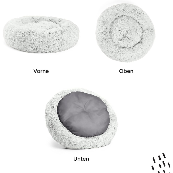 Ліжко для котів і собак Best Friends by Sheri Calming Donut, машинне прання, морозно-сіре, 58x58 см