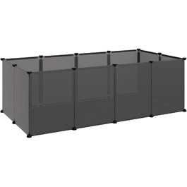 Клітка для дрібних тварин vidaXL, чорна, 144x74x46,5 см, пластик та сталь, вольєр для домашніх тварин