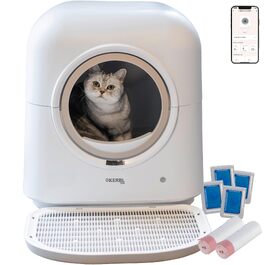 Автоматичний самоочисний лоток для котів Kerbl Pet Smart з Wi-Fi, керуванням через додаток та UV-стерилізацією, білий, 54x54x60 см