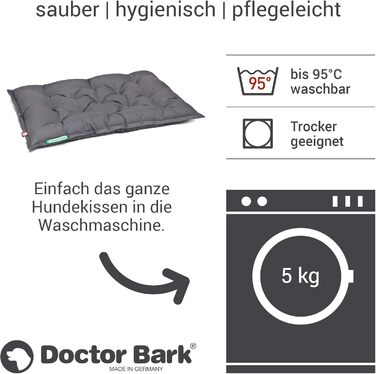 Ортопедичне собаче ліжко Doctor Bark Urban - для великих собак, 80x60 см, сірий колір, Made in Germany. Миється до 95°C.