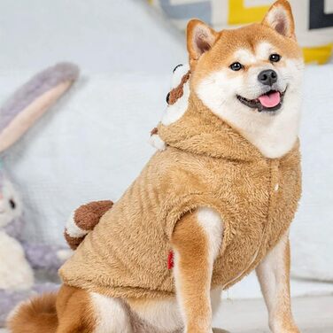 Костюм для собак MuYaoPet на Хелловін: милий вигляд єнота, теплий флісовий халат/куртка для собак та котів, зимовий одяг для маленьких, середніх та великих собак (розмір M), 4XL (обхват грудей 86 см | вага 23-36 кг), коричневий