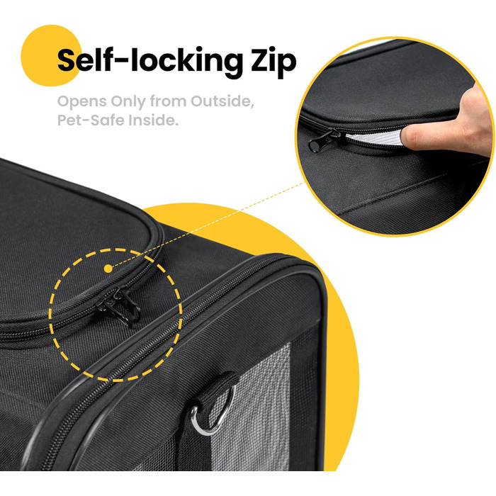 Транспортна переноска для котів та цуценят Conlun - чорна, складна, до 7 кг