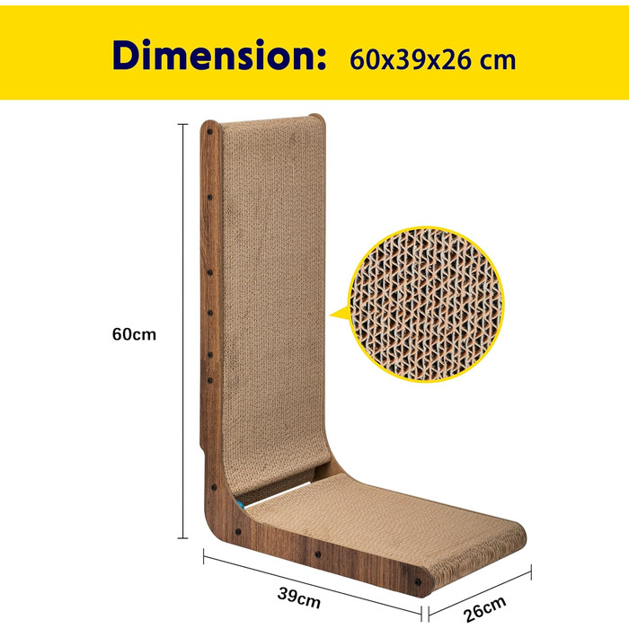 Кігтеточка для котів ScratchMe з іграшками: кульова дорога, м'ячик, L-подібна форма, картонне ліжко, біло-блакитний колір, 27*41 см