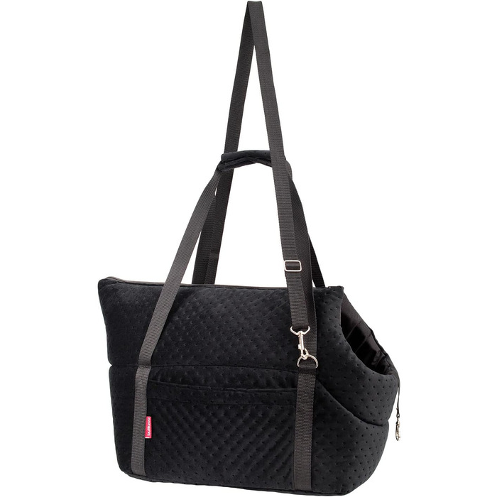 Чорна сумка-переноска для собак та котів, M, 38x28x28 см, Velvet (штучна замша)