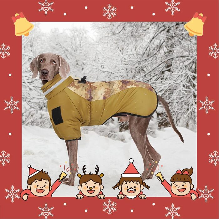 Відбиваюча куртка для собак великих порід, зимова водонепроникна тепла куртка-манта для собак, жилет для собак з двома ніжками для спорту, лижного костюма, одягу для собак з кільцем D для активного відпочинку, спорту та полювання, 6XL, камуфляж