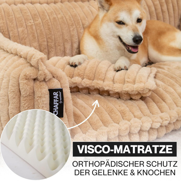 Софа для домашніх тварин Chaffar: ліжко для собак та котів з ортопедичним матрацом, сучасний стиль, матеріал - Cord, розмір XL (120 см)