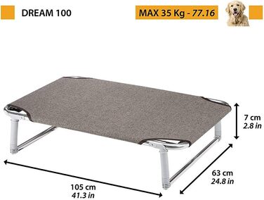 Ліжко для собак Ferplast Dream 115, 119x79 см, алюмінієвий каркас, тауп