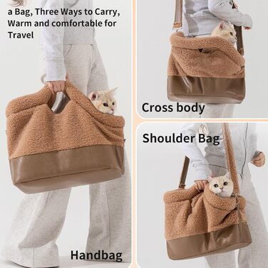 Водонепроникна переноска для кота на зиму | З безпечним кріпленням на плече | Для маленьких та середніх порід | Колір: коричневий